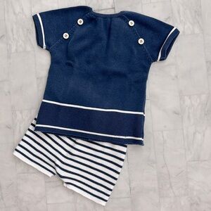 Paz Rodríguez Baby Boy’s Blue & White Cotton Knitted Shorts Set